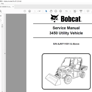 Bobcat 3450 Utility Vehicle Service Manual SN AJNY11001 & Above  - PDF DOWNLOAD
