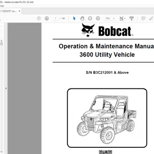 Bobcat 3600 Utility Vehicle Operation & Maintenance Manual B3C212001 & Above - PDF DOWNLOAD