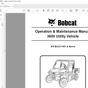 Bobcat 3600 Utility Vehicle Operation & Maintenance Manual SN B3C211001 & Above  - PDF DOWNLOAD