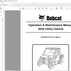 Bobcat 3600 Utility Vehicle Operation & Maintenance Manual SN B3C217001 & Above- PDF DOWNLOAD