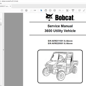 Bobcat 3600 Utility Vehicle Service Manual 6990371 (04-14) -  PDF DOWNLOAD