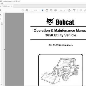 Bobcat 3650 Utility Vehicle Operation & Maintenance Manual SN B3C318001 & Above -  PDF DOWNLOAD
