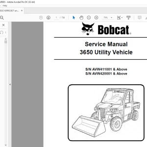 Bobcat 3650 Utility Vehicle Service Manual 6990367 (02-16) -  PDF DOWNLOAD