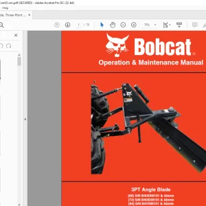 Bobcat 3PT Angle Blade 60 72 84 Operation & Maintenance Manual  - PDF DOWNLOAD