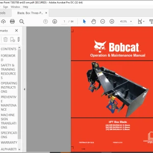 Bobcat 3PT Box Blade 48 60 72 Operation & Maintenance Manual - PDF DOWNLOAD
