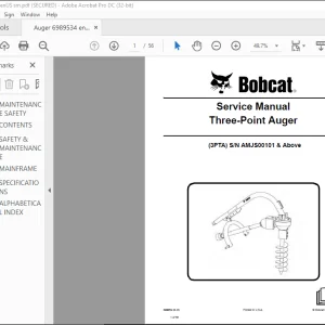Bobcat 3PTA Three-Point Auger Service Manual SN AMJS00101 & Above - PDF DOWNLOAD
