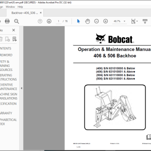 Bobcat 406 & 506 Backhoe Operation & Maintenance Manual - PDF DOWNLOAD ...