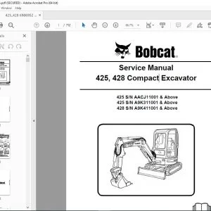 Bobcat 425, 428 Compact Excavator Service Manual 6986952 (02-16)  - PDF DOWNLOAD