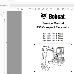 Bobcat 430 Compact Excavator Service Manual 6902318 (07-14)  - PDF DOWNLOAD