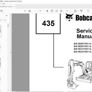 Bobcat 435 Excavator Service Manual 6902331 (4-08)  - PDF DOWNLOAD
