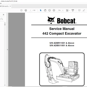 Bobcat 442 Compact Excavator Service Manual 6987204 (5-10) -  PDF DOWNLOAD