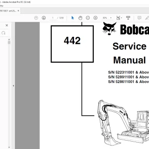 Bobcat 442 Excavator Service Manual 6901801 (5-10)  - PDF DOWNLOAD