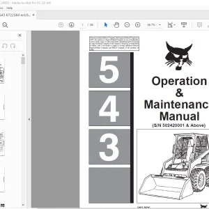 Bobcat 543 Loader Operation & Maintenance Manual SN 502420001 & Above - PDF DOWNLOAD