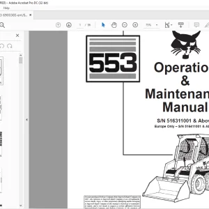 Bobcat 553 Loader Operation & Maintenance Manual 6900385 - PDF DOWNLOAD