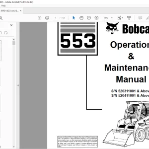 Bobcat 553 Loader Operation & Maintenance Manual 6901823 - PDF DOWNLOAD
