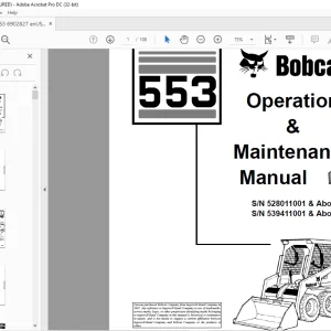 Bobcat 553 Loader Operation & Maintenance Manual 6902827 - PDF DOWNLOAD