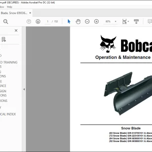 Bobcat 60 Snow Blade 72 Snow Blade 84 Snow Blade 92 Snow Blade Operation & Maintenance Manual 6900659  - PDF DOWNLOAD
