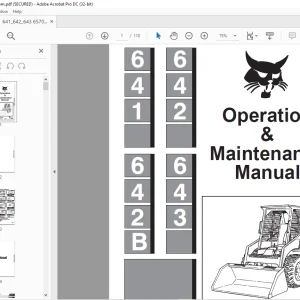 Bobcat 641 642 642B 643 Loader Operation & Maintenance Manual 6570241 - PDF DOWNLOAD