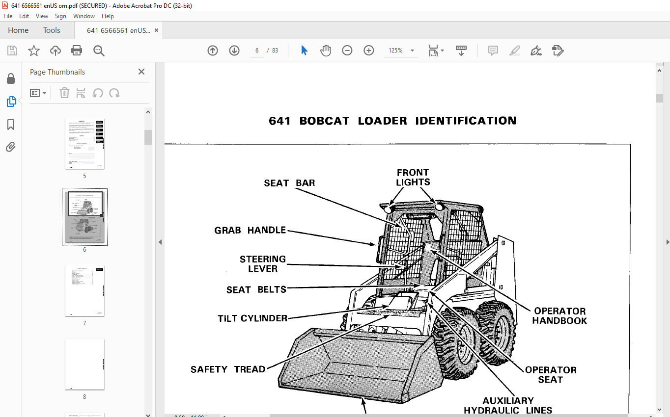 Bobcat 641 Loader Operator's Manual SN 13001 - PDF DOWNLOAD ...