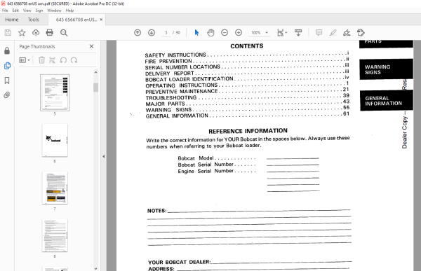 Bobcat 643 Loader Operation & Maintenance Manual 6566708 - PDF DOWNLOAD ...