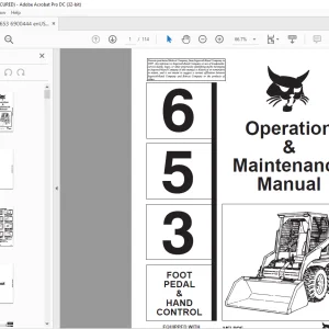 Bobcat 653 Foot Pedal & Hand Control Loader Operation & Maintenance Manual 6900444 - PDF DOWNLOAD