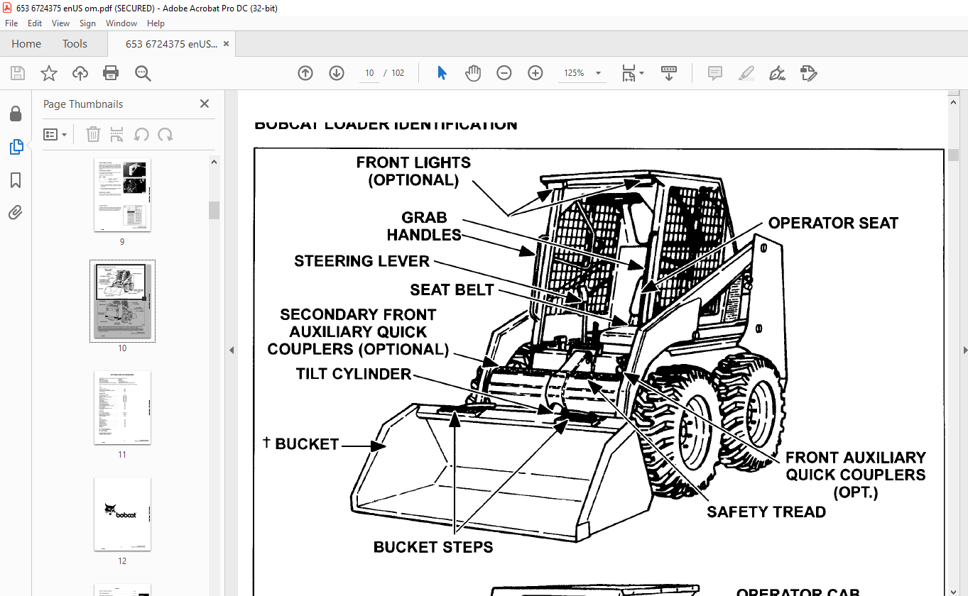 Bobcat 653 Loader Operation & Maintenance Manual 6724375 - PDF DOWNLOAD ...