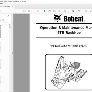 Bobcat 6TB Backhoe Operation & Maintenance Manual SN A91400101 & Above - PDF DOWNLOAD