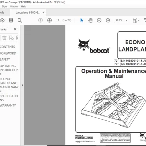 Bobcat 72 78 ECONO LANDPLANE Operation & Maintenance Manual  - PDF DOWNLOAD