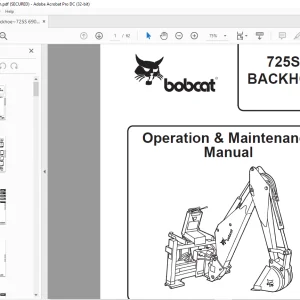 Bobcat 725S BACKHOE Operation & Maintenance Manual -  PDF DOWNLOAD
