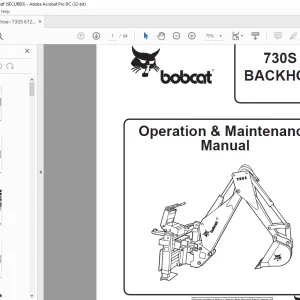 Bobcat 730S BACKHOE Operation & Maintenance Manual -  PDF DOWNLOAD