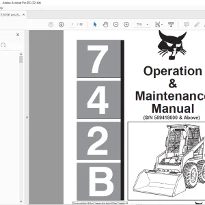 Bobcat 742B Loader Operation & Maintenance Manual SN 509418000 & Above - PDF DOWNLOAD
