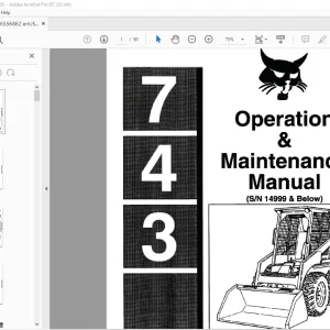 Bobcat 743 Loader Operation & Maintenance Manual SN 14999 & Below - PDF DOWNLOAD