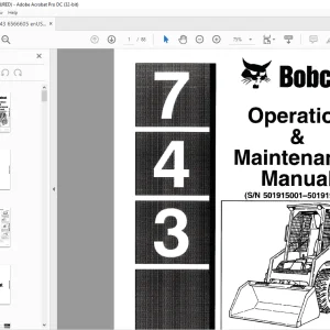 Bobcat 743 Loader Operation & Maintenance Manual SN 501915001 - 501919999 - PDF DOWNLOAD