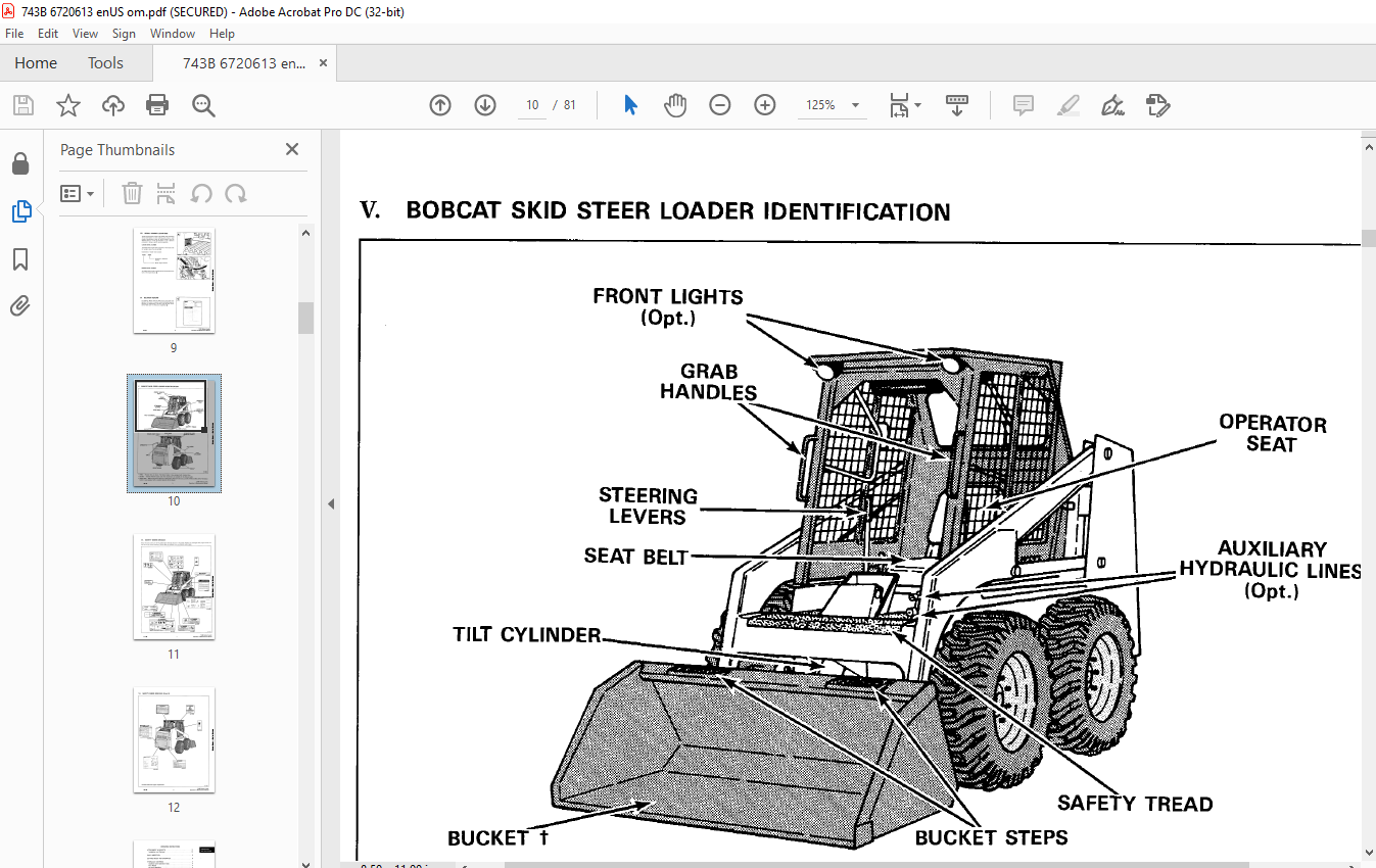 Bobcat 743B Loader Operation & Maintenance Manual 6720613 - PDF ...