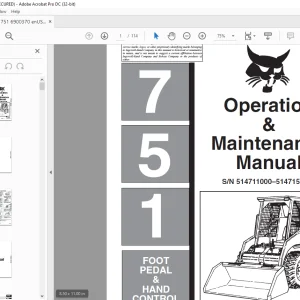 Bobcat 751 FOOT PEDAL & HAND CONTROL Loader Operation & Maintenance Manual SN 514711000–514715999 - PDF DOWNLOAD