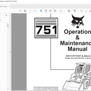 Bobcat 751 Loader Operation & Maintenance Manual 6900417 - PDF DOWNLOAD