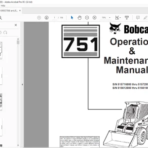 Bobcat 751 Loader Operation & Maintenance Manual 6900786 - PDF DOWNLOAD