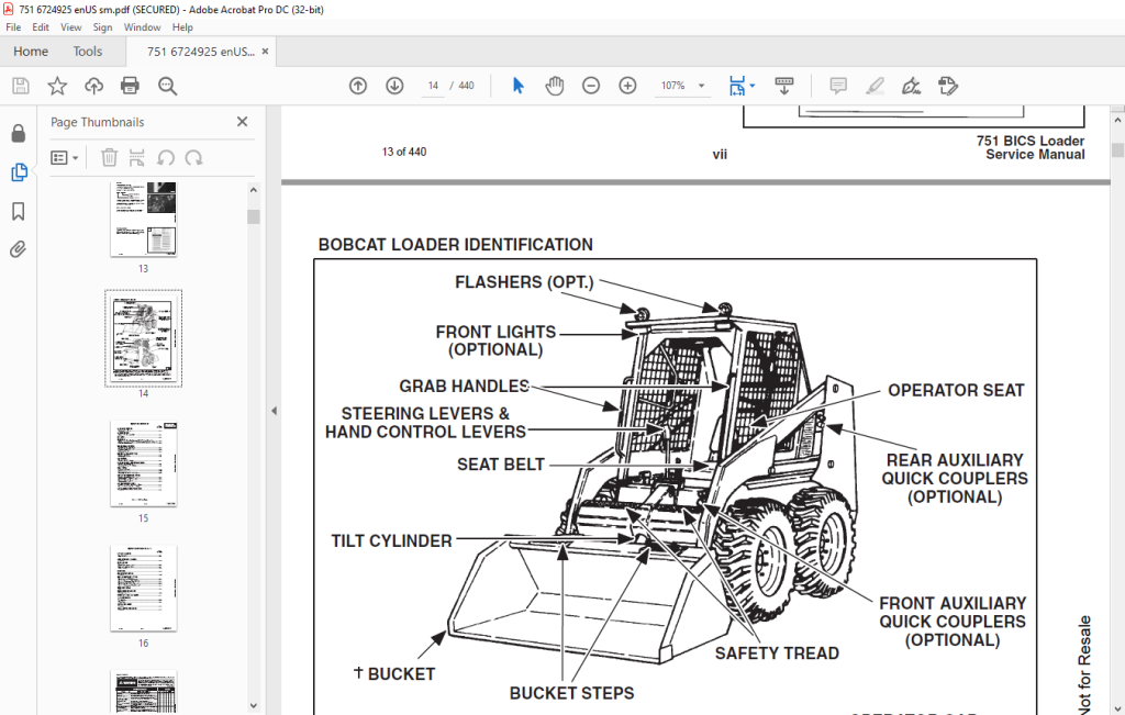 Bobcat 751 Loader Service Manual 6724925 (6-12) - PDF DOWNLOAD ...