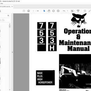 Bobcat 753 & 753H BASE PLUS HIGH HORSEPOWER Loader Operation & Maintenance Manual 6722443 - PDF DOWNLOAD