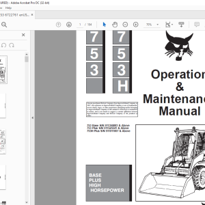 Bobcat 753 & 753H BASE PLUS HIGH HORSEPOWER Loader Operation