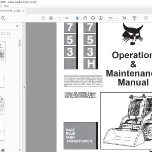 Bobcat 753 & 753H BASE PLUS HIGH HORSEPOWER Loader Operation & Maintenance Manual 6722761 - PDF DOWNLOAD