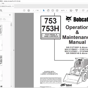 Bobcat 753 753H FOOT PEDAL & HAND CONTROLS Loader Operation & Maintenance Manual 6900374 - PDF DOWNLOAD