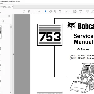 Bobcat 753 Loader G Series Service Manual 6900976 (10-12) - PDF DOWNLOAD