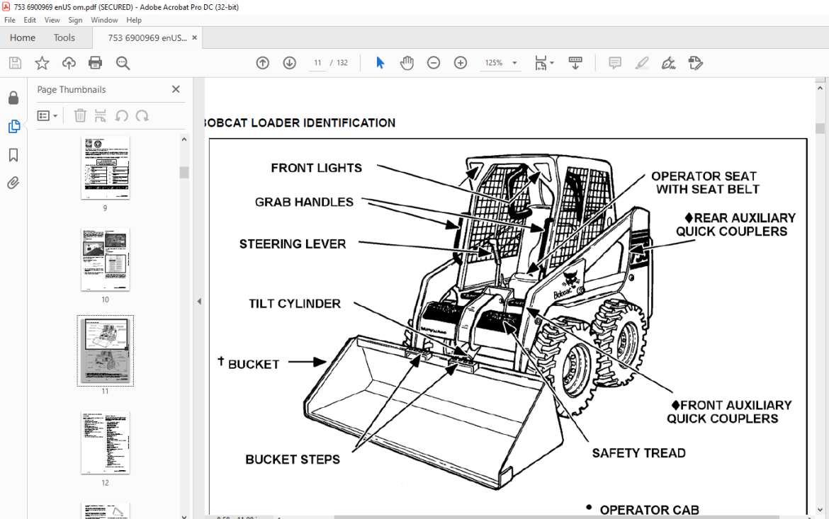 Bobcat 753 Loader Operation & Maintenance Manual 6900969 - PDF DOWNLOAD ...