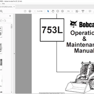 Bobcat 753L Loader Operation & Maintenance Manual 6722925 - PDF DOWNLOAD