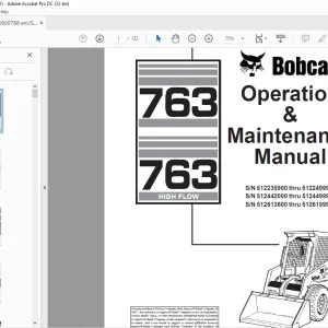 Bobcat 763 & 763 High Flow Loader Operation & Maintenance Manual 6900788 - PDF DOWNLOAD