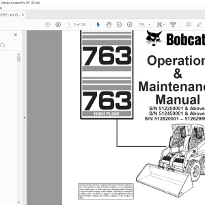 Bobcat 763 & 763 High Flow Loader Operation & Maintenance Manual 6900971 - PDF DOWNLOAD