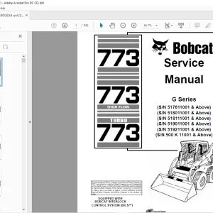 Bobcat 773, 773 High Flow & Turbo 773 G Series Loader Service Manual 6900834 (6-12) - PDF DOWNLOAD