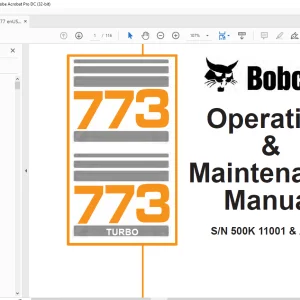 Bobcat 773 & 773 Turbo Loader Operation & Maintenance Manual SN 500K 11001 & Above - PDF DOWNLOAD