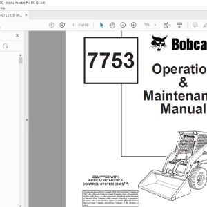 Bobcat 7753 Loader Operation & Maintenance Manual 6722920 - PDF DOWNLOAD